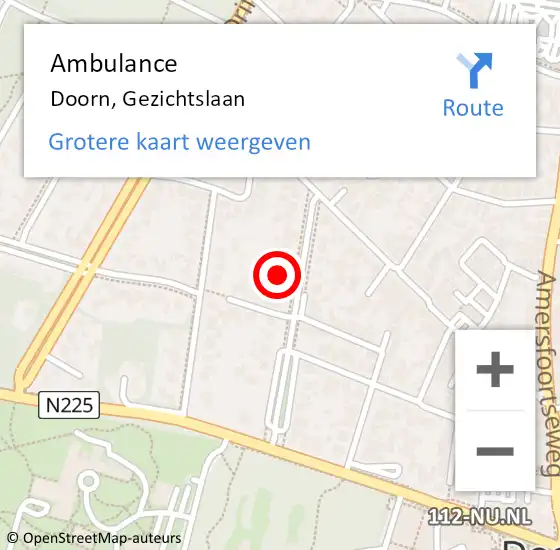 Locatie op kaart van de 112 melding: Ambulance Doorn, Gezichtslaan op 30 november 2016 12:39