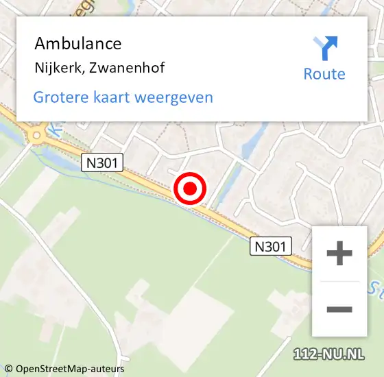 Locatie op kaart van de 112 melding: Ambulance Nijkerk, Zwanenhof op 3 januari 2014 02:06