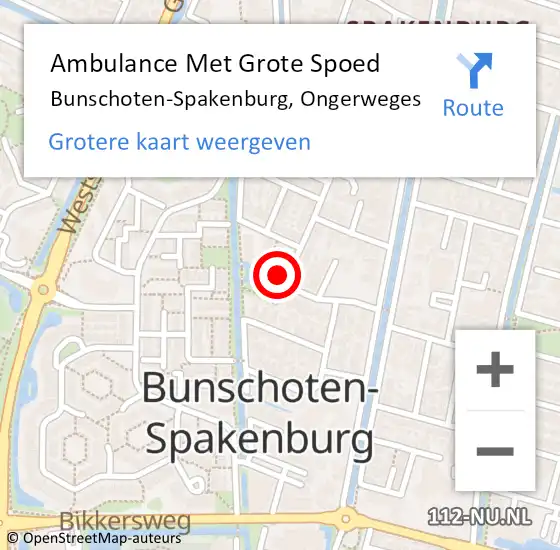 Locatie op kaart van de 112 melding: Ambulance Met Grote Spoed Naar Bunschoten-Spakenburg, Ongerweges op 30 november 2016 14:06