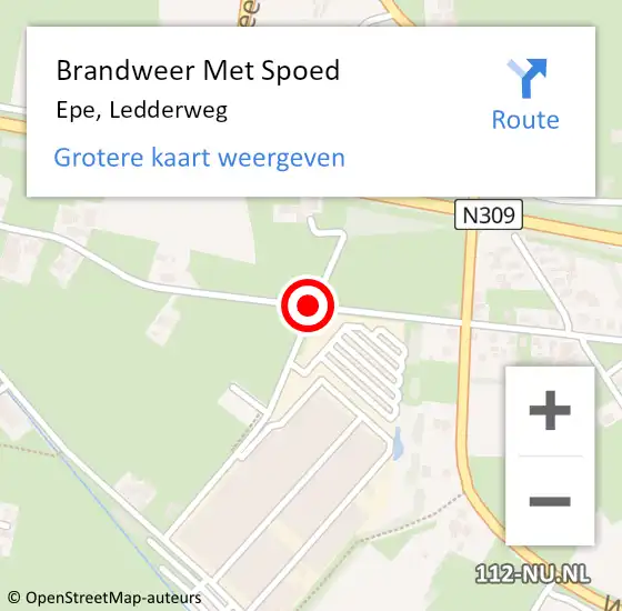 Locatie op kaart van de 112 melding: Brandweer Met Spoed Naar Epe, Ledderweg op 30 november 2016 14:43