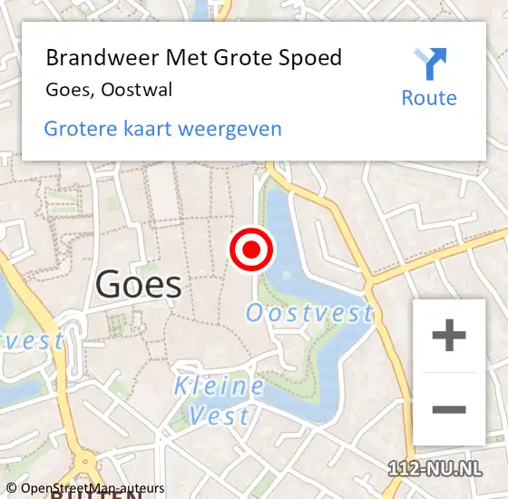 Locatie op kaart van de 112 melding: Brandweer Met Grote Spoed Naar Goes, Oostwal op 30 november 2016 14:44