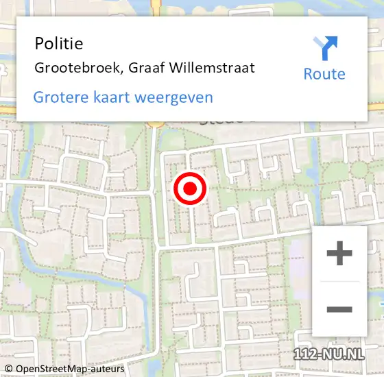 Locatie op kaart van de 112 melding: Politie Grootebroek, Graaf Willemstraat op 30 november 2016 14:45