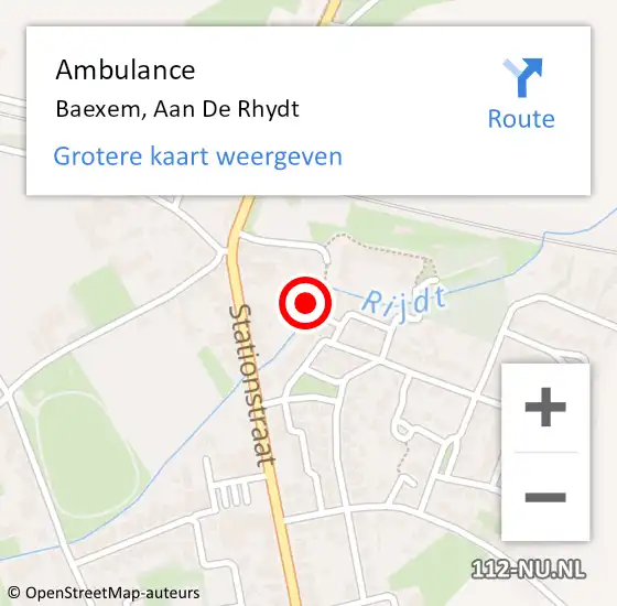 Locatie op kaart van de 112 melding: Ambulance Baexem, Aan De Rhydt op 30 november 2016 15:04