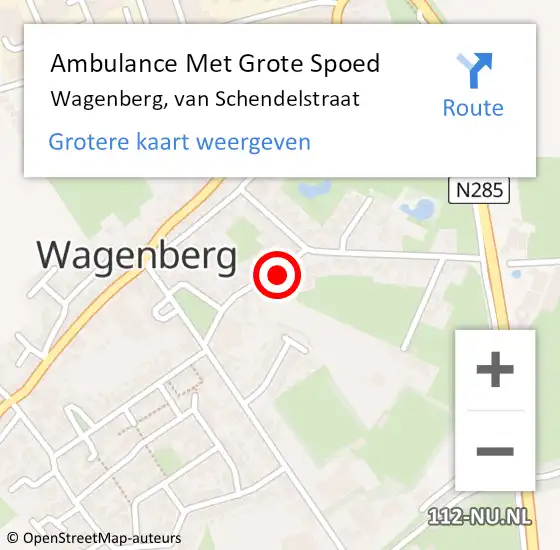 Locatie op kaart van de 112 melding: Ambulance Met Grote Spoed Naar Wagenberg, van Schendelstraat op 30 november 2016 16:40