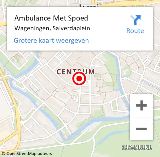 Locatie op kaart van de 112 melding: Ambulance Met Spoed Naar Wageningen, Salverdaplein op 30 november 2016 17:16