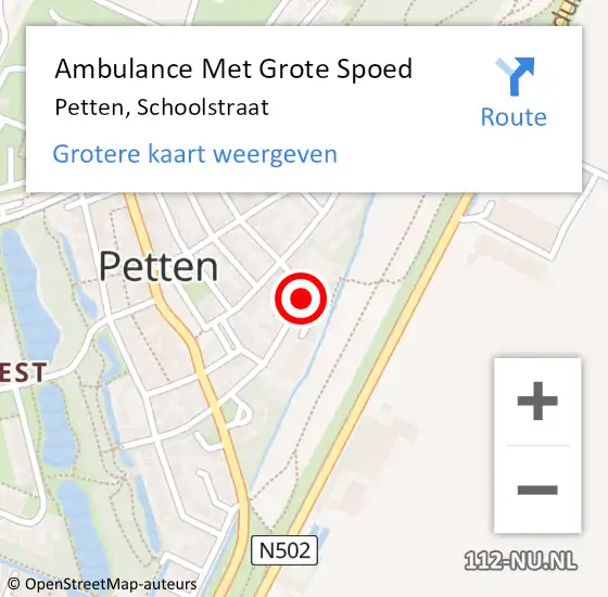 Locatie op kaart van de 112 melding: Ambulance Met Grote Spoed Naar Petten, Schoolstraat op 30 november 2016 17:17