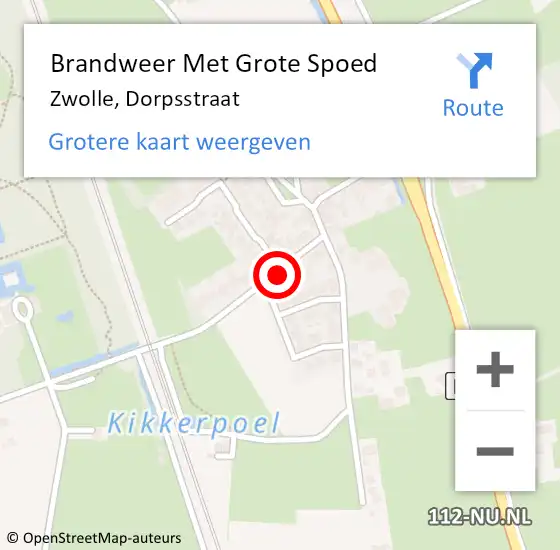 Locatie op kaart van de 112 melding: Brandweer Met Grote Spoed Naar Zwolle, Dorpsstraat op 30 november 2016 17:29