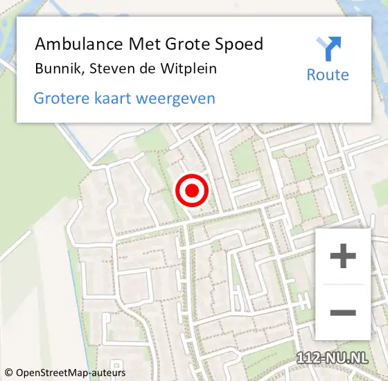 Locatie op kaart van de 112 melding: Ambulance Met Grote Spoed Naar Bunnik, Steven de Witplein op 30 november 2016 18:21