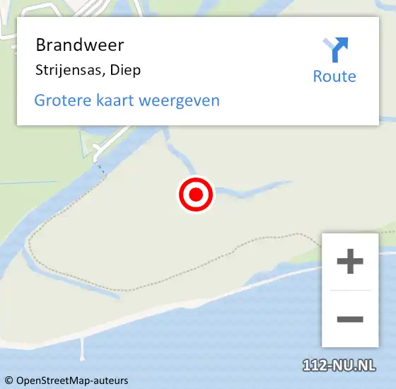 Locatie op kaart van de 112 melding: Brandweer Strijensas, Diep op 30 november 2016 19:32