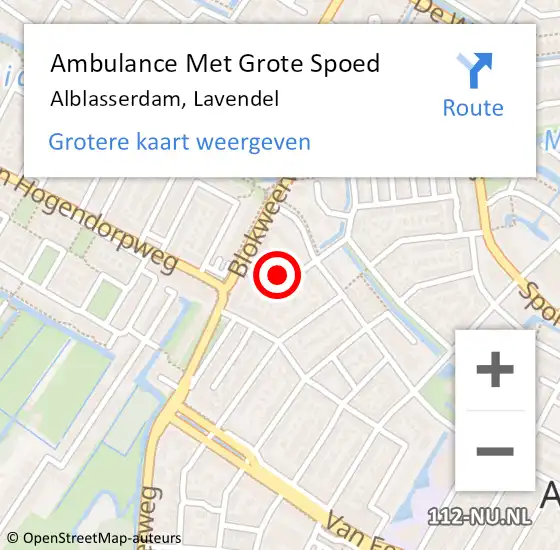 Locatie op kaart van de 112 melding: Ambulance Met Grote Spoed Naar Alblasserdam, Lavendel op 30 november 2016 19:59