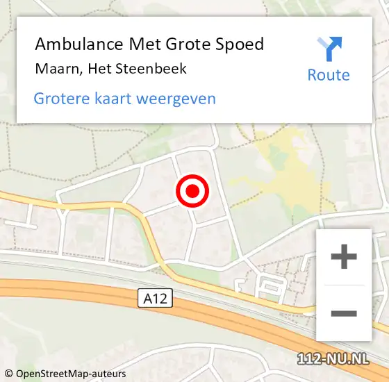 Locatie op kaart van de 112 melding: Ambulance Met Grote Spoed Naar Maarn, Het Steenbeek op 30 november 2016 20:00