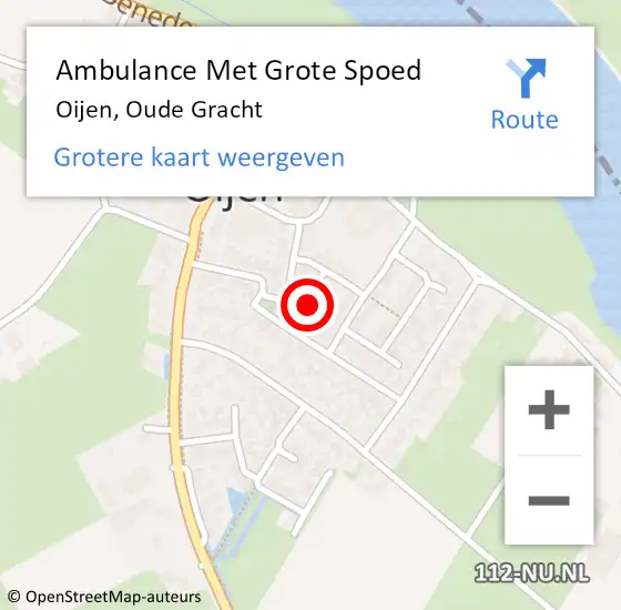 Locatie op kaart van de 112 melding: Ambulance Met Grote Spoed Naar Oijen, Oude Gracht op 30 november 2016 20:17