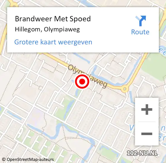 Locatie op kaart van de 112 melding: Brandweer Met Spoed Naar Hillegom, Olympiaweg op 30 november 2016 22:21