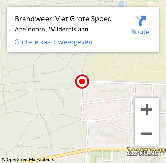 Locatie op kaart van de 112 melding: Brandweer Met Grote Spoed Naar Apeldoorn, Wildernislaan op 3 januari 2014 04:44