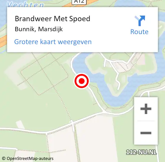 Locatie op kaart van de 112 melding: Brandweer Met Spoed Naar Bunnik, Marsdijk op 1 december 2016 00:32