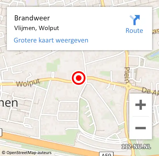 Locatie op kaart van de 112 melding: Brandweer Vlijmen, Wolput op 18 september 2013 09:18