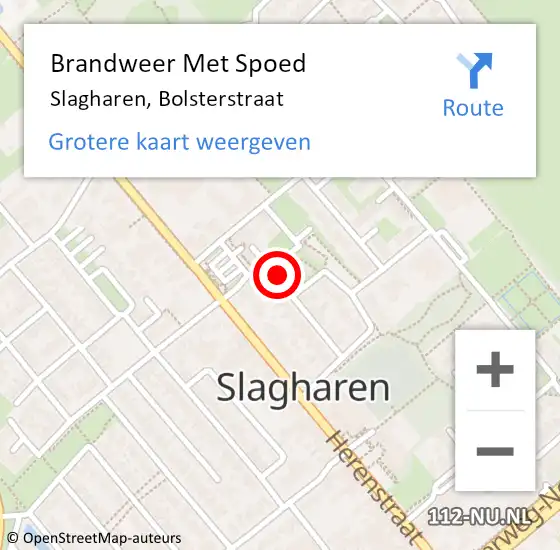 Locatie op kaart van de 112 melding: Brandweer Met Spoed Naar Slagharen, Bolsterstraat op 3 januari 2014 05:10