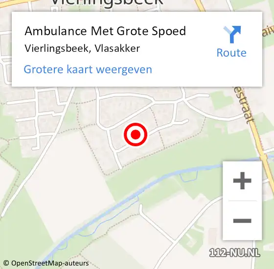 Locatie op kaart van de 112 melding: Ambulance Met Grote Spoed Naar Vierlingsbeek, Vlasakker op 1 december 2016 03:19