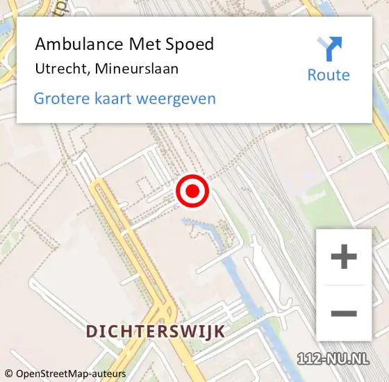 Locatie op kaart van de 112 melding: Ambulance Met Spoed Naar Utrecht, Mineurslaan op 1 december 2016 03:38