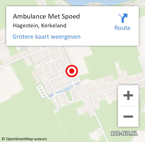 Locatie op kaart van de 112 melding: Ambulance Met Spoed Naar Hagestein, Kerkeland op 1 december 2016 08:15