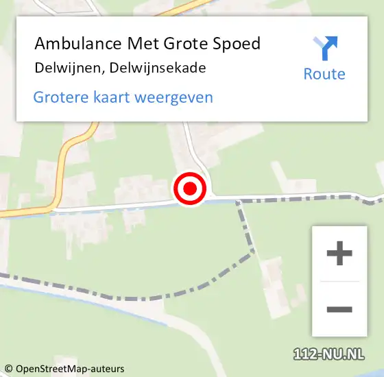 Locatie op kaart van de 112 melding: Ambulance Met Grote Spoed Naar Delwijnen, Delwijnsekade op 1 december 2016 08:22