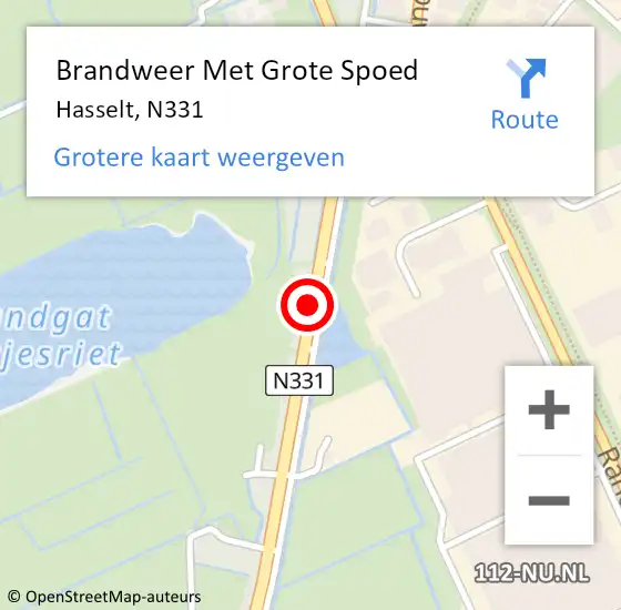 Locatie op kaart van de 112 melding: Brandweer Met Grote Spoed Naar Hasselt, N331 op 1 december 2016 08:36