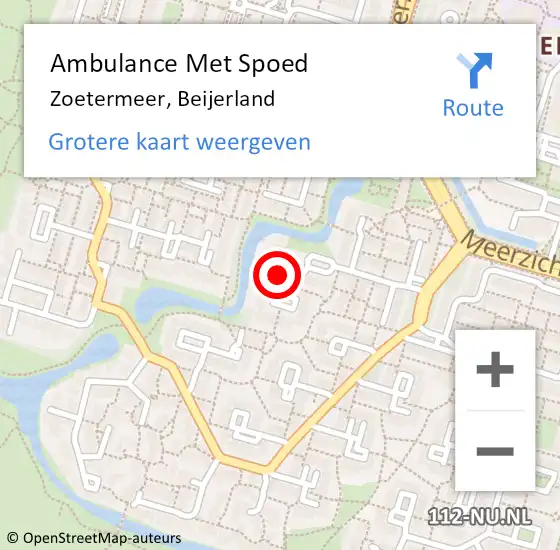 Locatie op kaart van de 112 melding: Ambulance Met Spoed Naar Zoetermeer, Beijerland op 1 december 2016 09:32