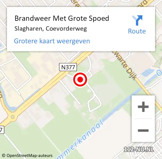 Locatie op kaart van de 112 melding: Brandweer Met Grote Spoed Naar Slagharen, Coevorderweg op 1 december 2016 11:48