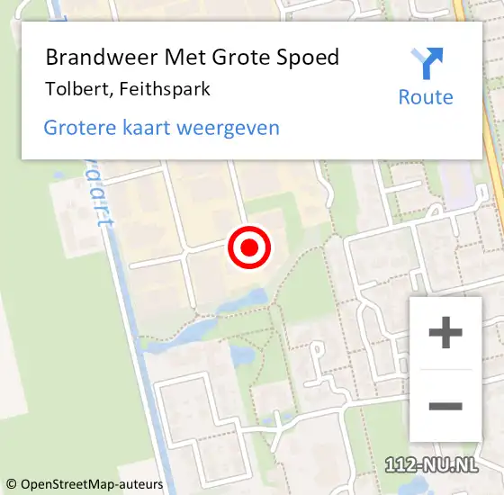 Locatie op kaart van de 112 melding: Brandweer Met Grote Spoed Naar Tolbert, Feithspark op 1 december 2016 11:50