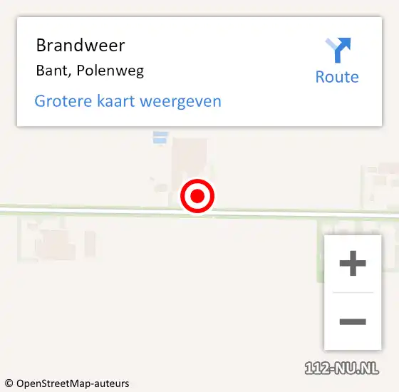 Locatie op kaart van de 112 melding: Brandweer Bant, Polenweg op 1 december 2016 11:51