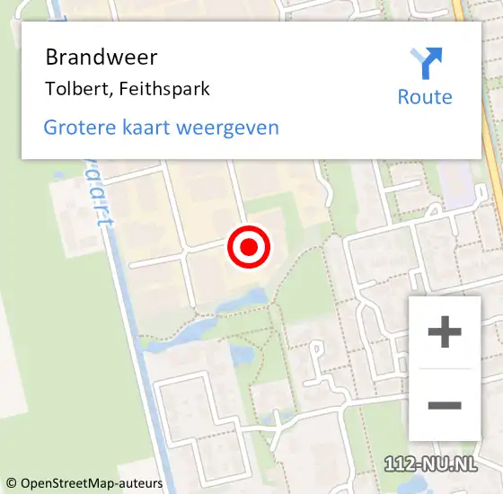 Locatie op kaart van de 112 melding: Brandweer Tolbert, Feithspark op 1 december 2016 11:51