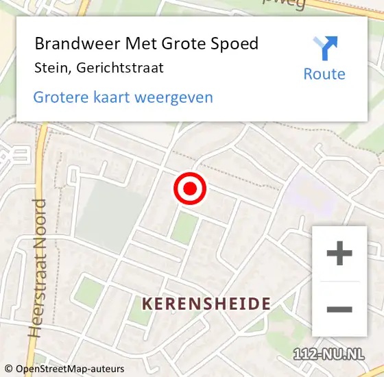 Locatie op kaart van de 112 melding: Brandweer Met Grote Spoed Naar Stein, Gerichtstraat op 1 december 2016 12:00