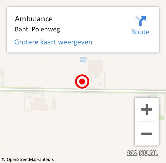 Locatie op kaart van de 112 melding: Ambulance Bant, Polenweg op 1 december 2016 12:03