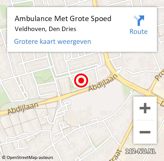 Locatie op kaart van de 112 melding: Ambulance Met Grote Spoed Naar Veldhoven, Den Dries op 1 december 2016 13:00