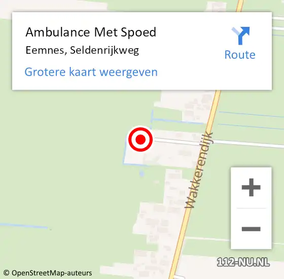 Locatie op kaart van de 112 melding: Ambulance Met Spoed Naar Eemnes, Seldenrijkweg op 1 december 2016 13:17