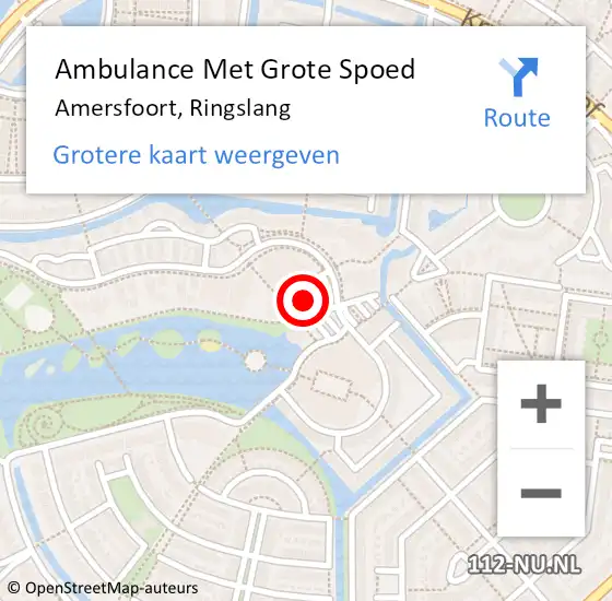 Locatie op kaart van de 112 melding: Ambulance Met Grote Spoed Naar Amersfoort, Ringslang op 1 december 2016 13:45