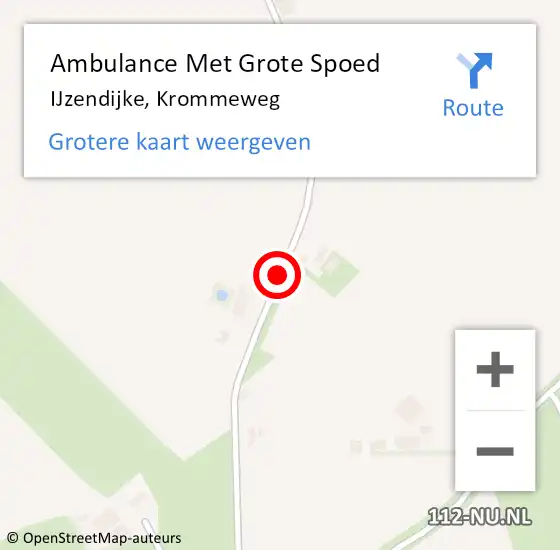 Locatie op kaart van de 112 melding: Ambulance Met Grote Spoed Naar IJzendijke, Krommeweg op 1 december 2016 13:59