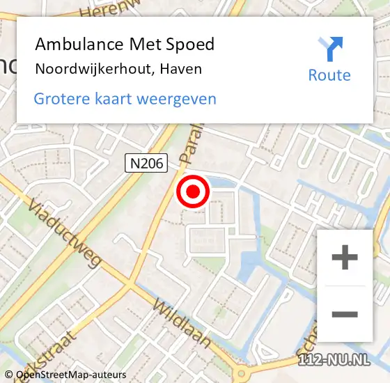 Locatie op kaart van de 112 melding: Ambulance Met Spoed Naar Noordwijkerhout, Haven op 1 december 2016 14:20