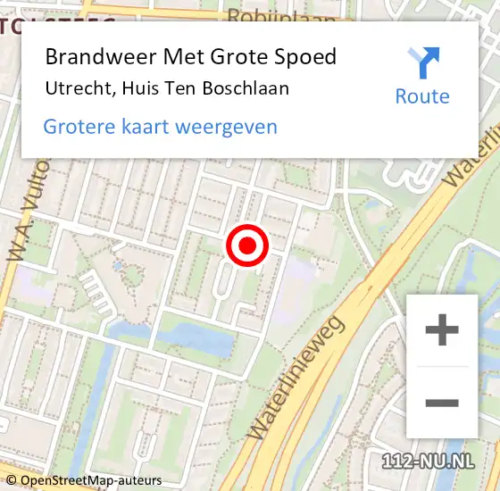 Locatie op kaart van de 112 melding: Brandweer Met Grote Spoed Naar Utrecht, Huis Ten Boschlaan op 1 december 2016 15:22