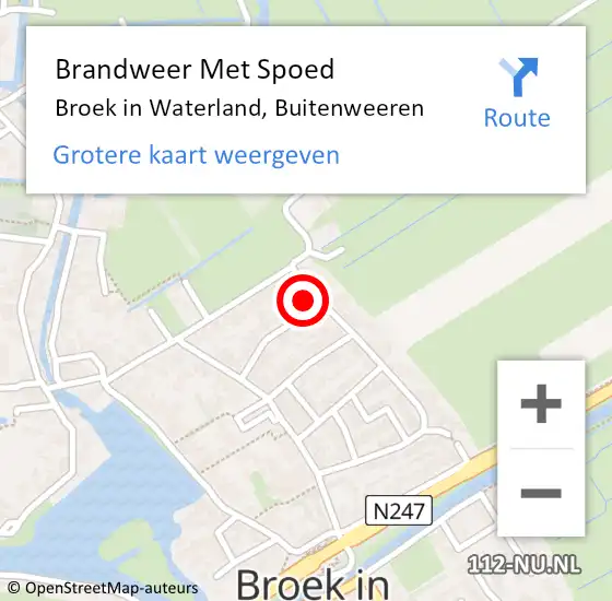 Locatie op kaart van de 112 melding: Brandweer Met Spoed Naar Broek in Waterland, Buitenweeren op 1 december 2016 15:25