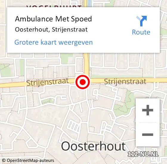 Locatie op kaart van de 112 melding: Ambulance Met Spoed Naar Oosterhout nb, Strijenstraat op 1 december 2016 15:49
