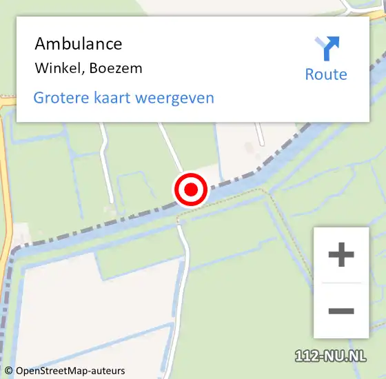 Locatie op kaart van de 112 melding: Ambulance Winkel, Boezem op 1 december 2016 16:09