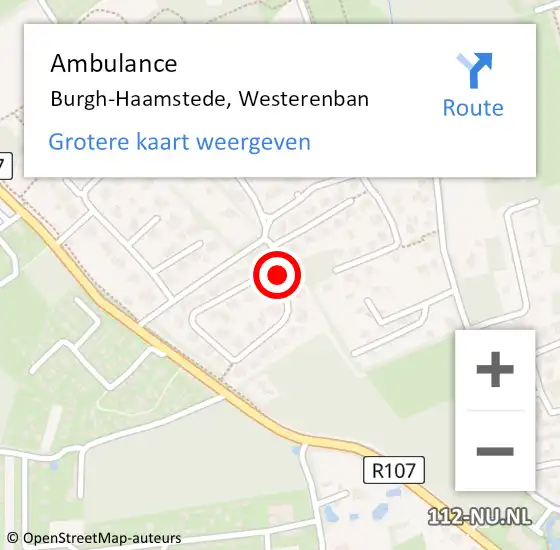 Locatie op kaart van de 112 melding: Ambulance Burgh-Haamstede, Westerenban op 1 december 2016 16:28