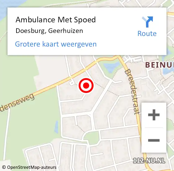 Locatie op kaart van de 112 melding: Ambulance Met Spoed Naar Doesburg, Geerhuizen op 1 december 2016 16:52