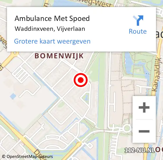 Locatie op kaart van de 112 melding: Ambulance Met Spoed Naar Waddinxveen, Vijverlaan op 1 december 2016 17:21