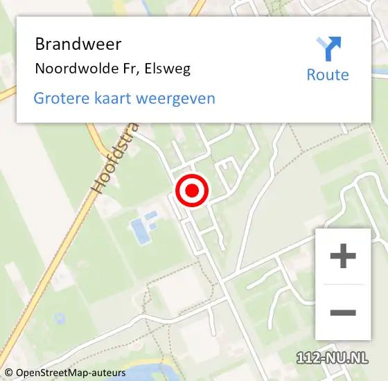 Locatie op kaart van de 112 melding: Brandweer Noordwolde Fr, Elsweg op 1 december 2016 17:25