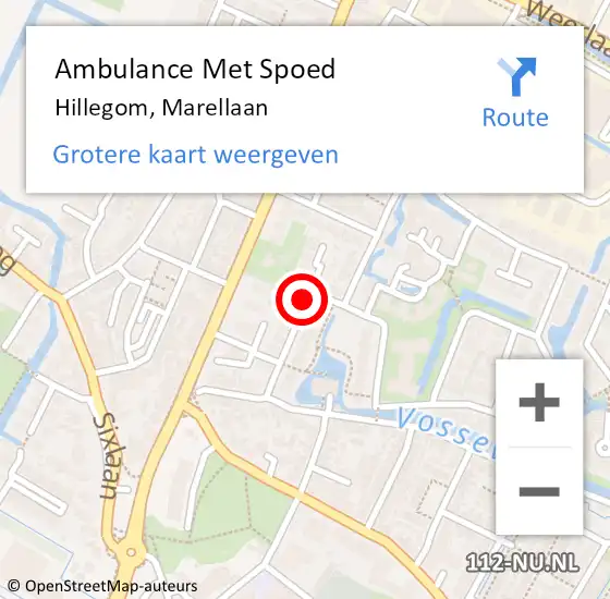 Locatie op kaart van de 112 melding: Ambulance Met Spoed Naar Hillegom, Marellaan op 1 december 2016 18:33