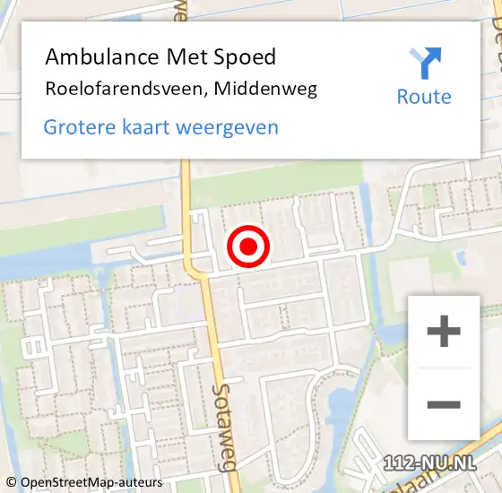 Locatie op kaart van de 112 melding: Ambulance Met Spoed Naar Roelofarendsveen, Middenweg op 1 december 2016 19:58