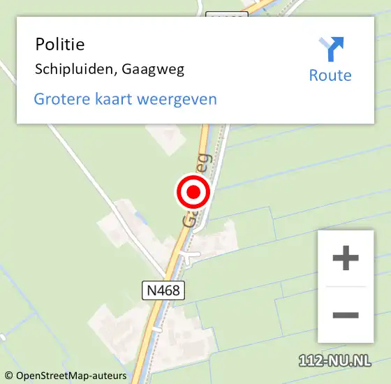 Locatie op kaart van de 112 melding: Politie Schipluiden, Gaagweg op 1 december 2016 20:00