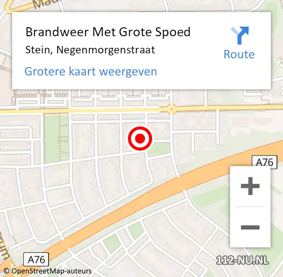 Locatie op kaart van de 112 melding: Brandweer Met Grote Spoed Naar Stein, Negenmorgenstraat op 1 december 2016 20:48